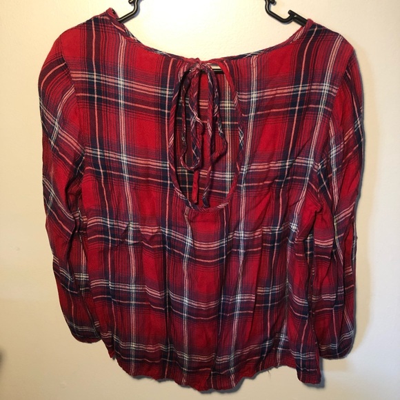 Plaid 3/4 Sleeve Top - Picture 1 of 3